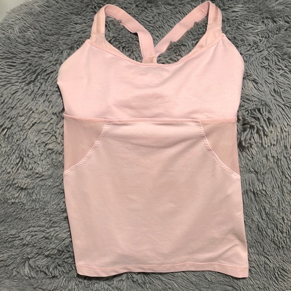Lululemon Cross My Heart Tank Heathered P w/adjustable bra and reflective straps - Picture 5 of 12